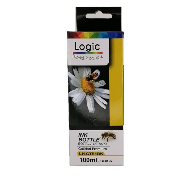 Botella de Tinta Alternativa Hp Gt51 100ml Negro Logic