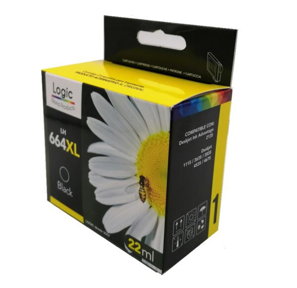 Tinta Para Hp 664 XL 2.0 Negra Logic - Imagen 2