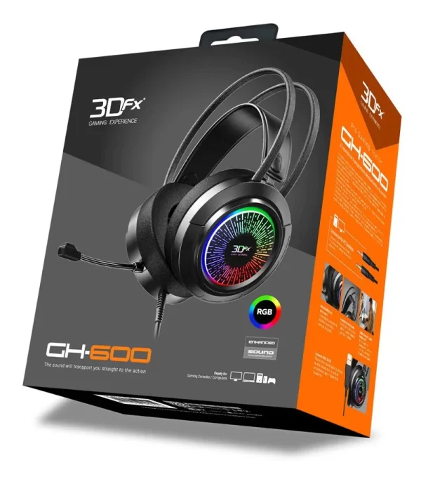 Audifonos Gamer 3DFX GH-600 USB 35mm PC Consolas - Imagen 2
