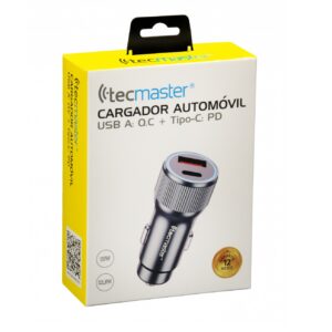 Cargador 2 Usb para  Auto Carga Turbo Tipo C  Tecmaster  TM-200525