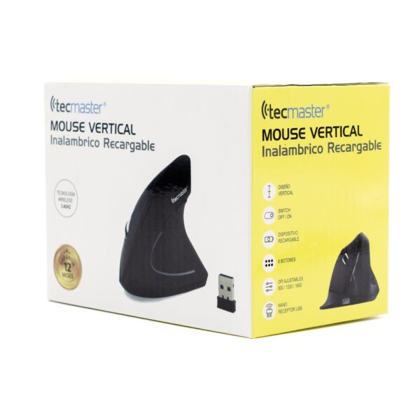 Mouse Inalambrico Ergonometrico Recargable Tecmaster Tm-100517 - Imagen 2