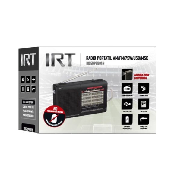 Radio Irt Recargable Am Fm Sw Usb 9 Bandas - Imagen 2