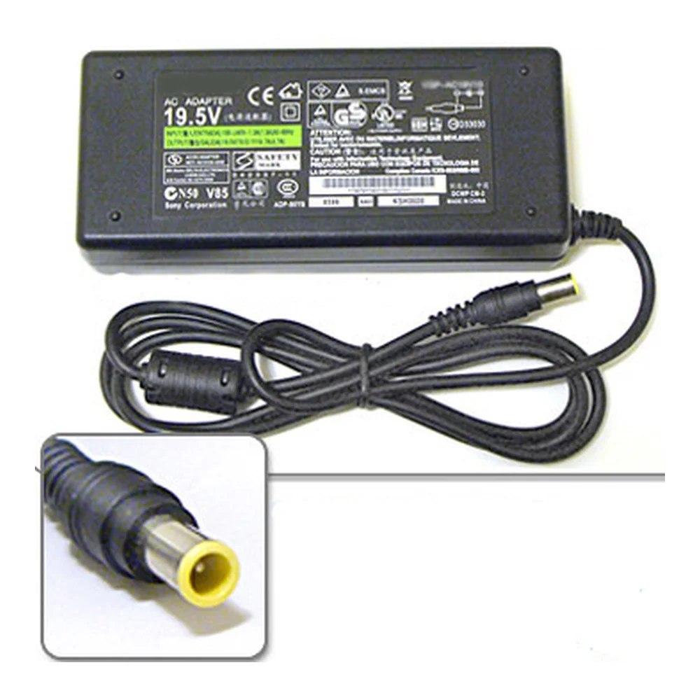 Cargador para notebook Sony 19.5V 6.15A conector 6.6x4.4mm punta amarilla