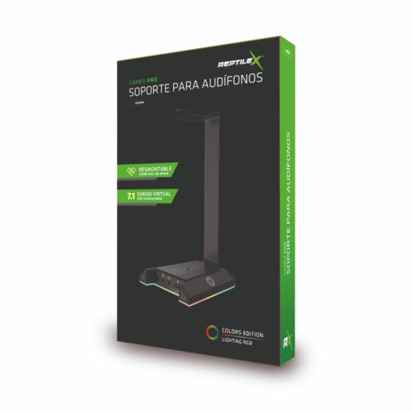 Soporte De Audifonos Reptilex Rx0044 Rgb Usb 3.5 Negro - Imagen 2