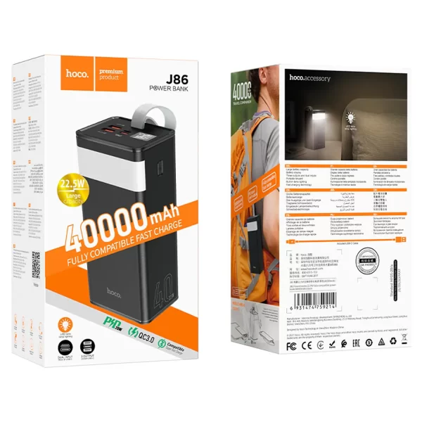 Bateria Externa 22.5W 40.000mAh Hoco J86