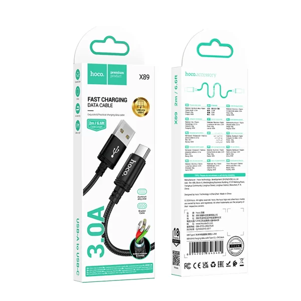 Cable Usb a Tipo C 2 Mt. 3A X89 Hoco