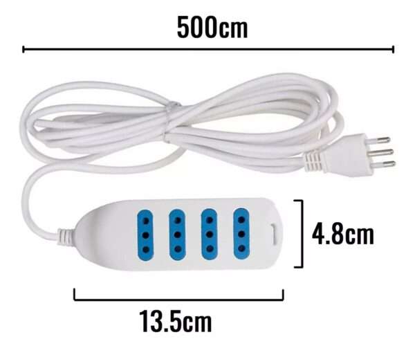 Alargador Electrico 5 Metros 4 Entradas Dblue