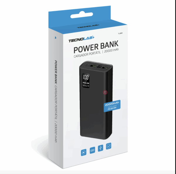 Bateria Externa 22.5W 20000 MAH Tecnolab