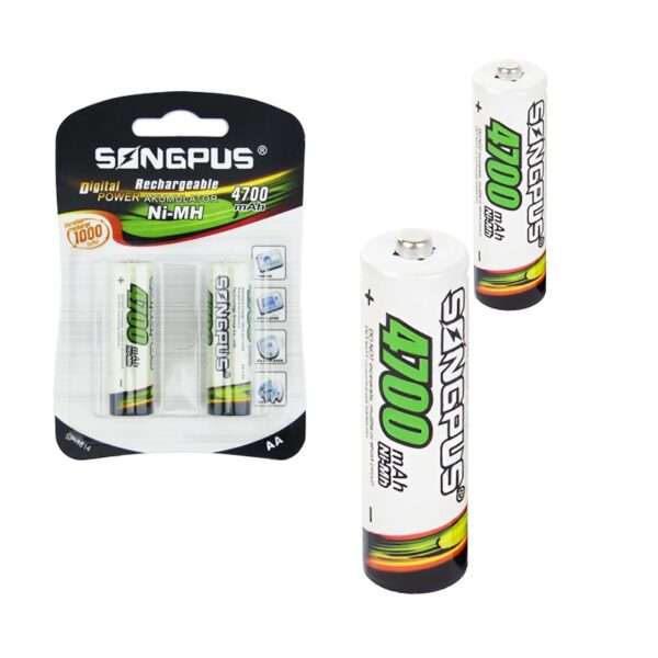 Pack 2 Pilas Recargable AA 4700 Mah Songpus