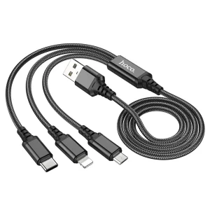 Cable Usb a Micro + Tipo C + Lightning 1 Mt. Hoco X76