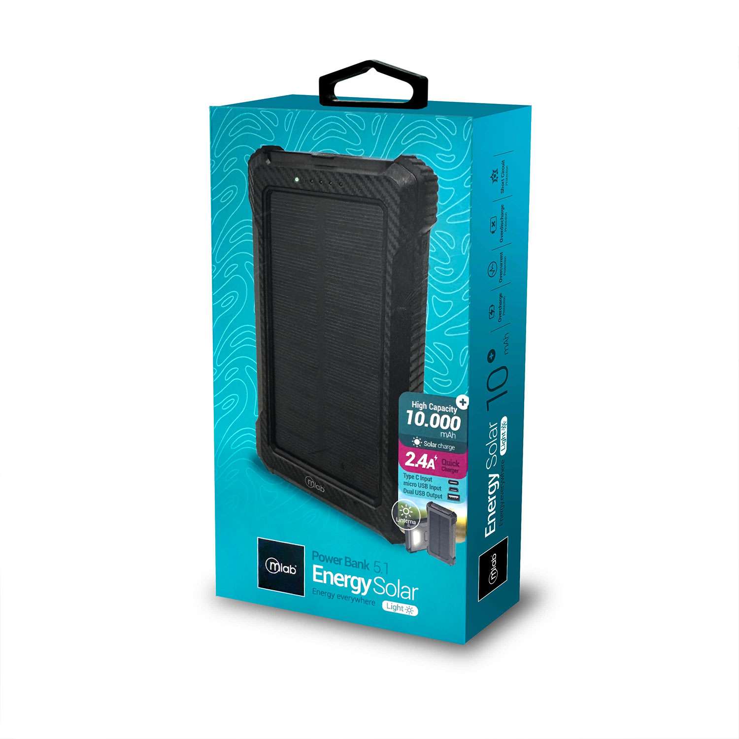 Bateria Externa Solar 10.000mAh Mlab