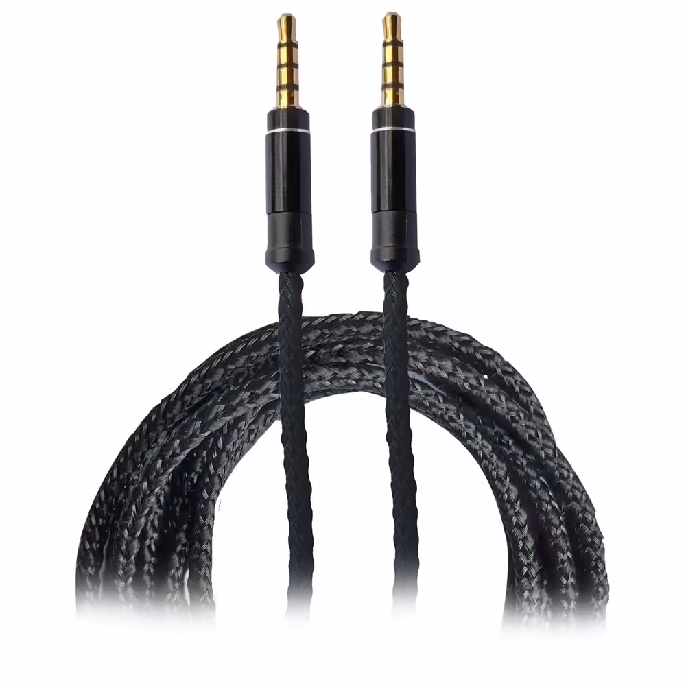 Cable auxiliar Mlab negro de 1 metro con dos conectores macho de 3,5 mm