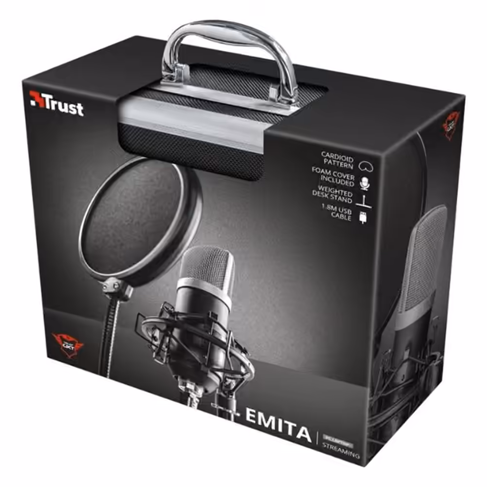 Caja del micrófono Trust Emita GTX 252 con estuche y accesorios