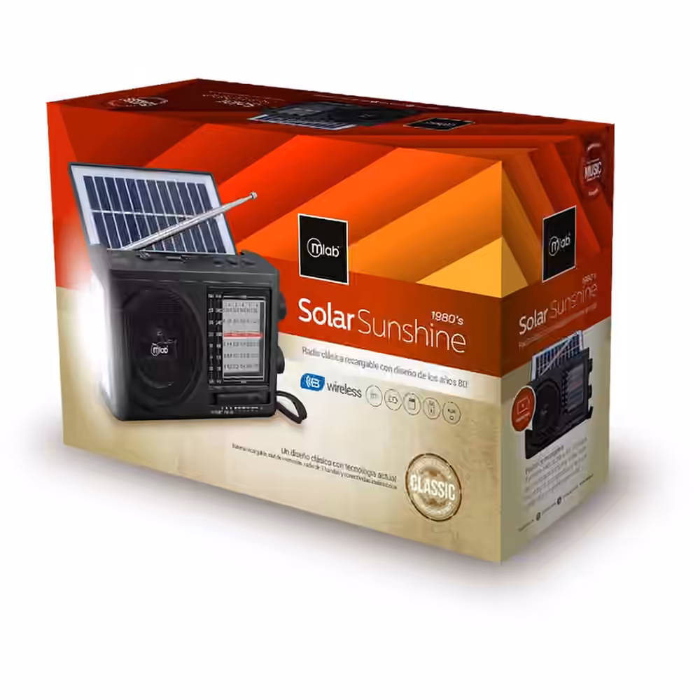 Caja de la radio Mlab Solar Sunshine 9460 negra