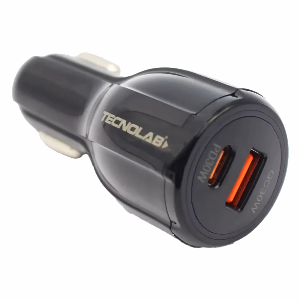 Cargador Tecnolab TL577 para automóvil con puertos USB-C y USB-A