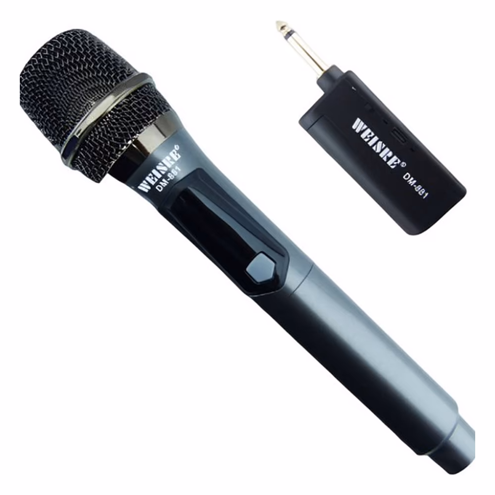 Micrófono inalámbrico negro DM-881 con receptor de 6,35 mm