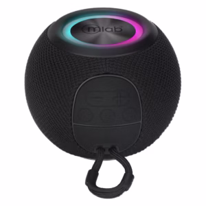 Parlante inalámbrico Mlab Sphere Bass negro con aro luminoso y correa