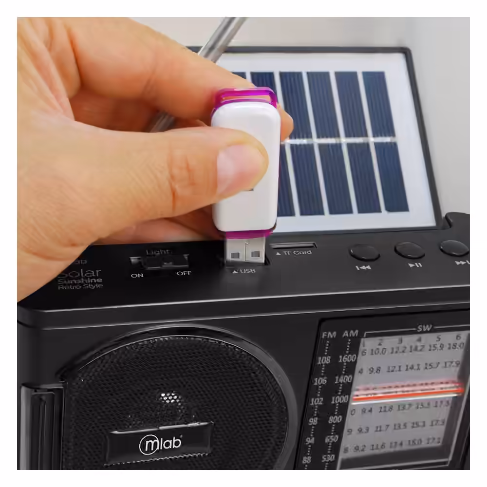 Puertos USB y TF de la radio solar Mlab 9460