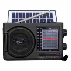 Radio solar negra Mlab 9460 con antena telescópica y panel superior