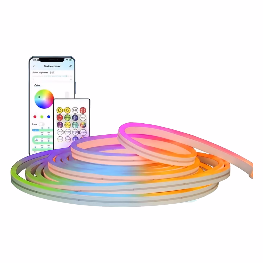 Cinta neón RGB de 5 metros con control Bluetooth mediante aplicación móvil