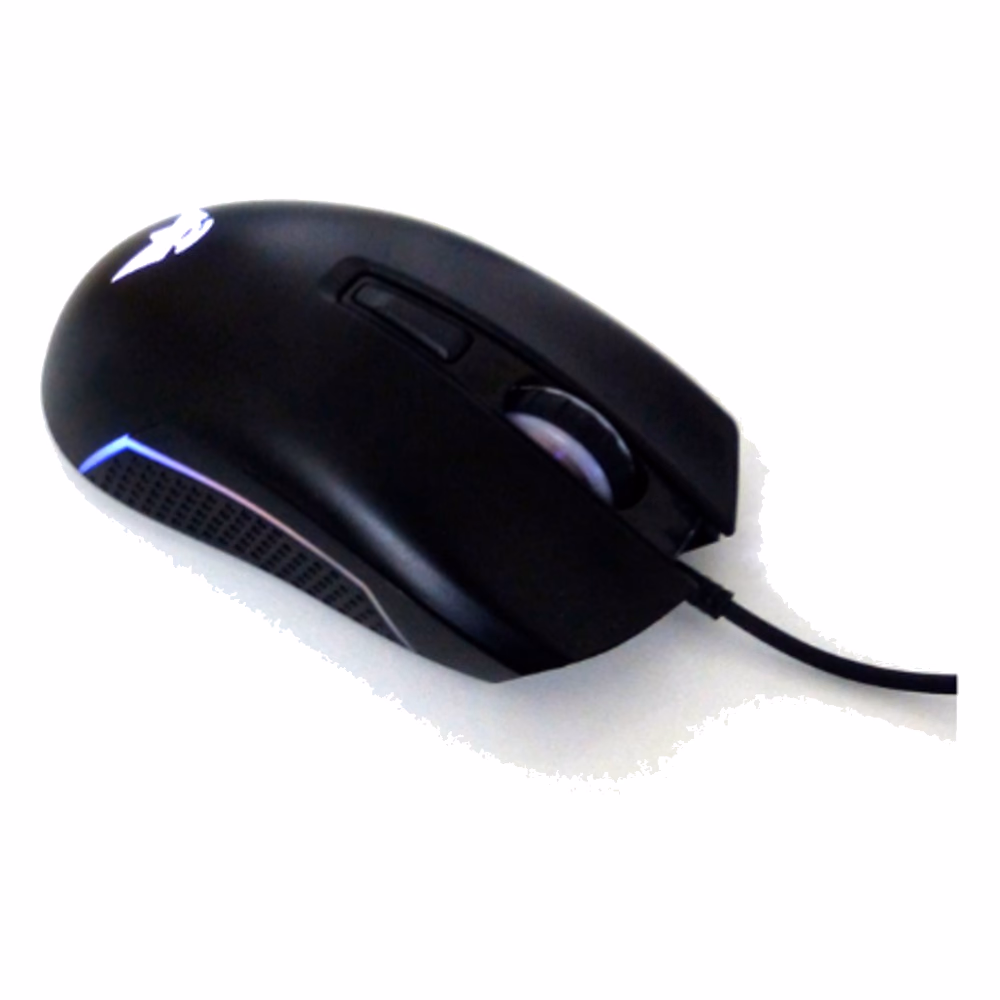 Mouse gamer Tecmaster TM-400509 negro con iluminación multicolor encendida