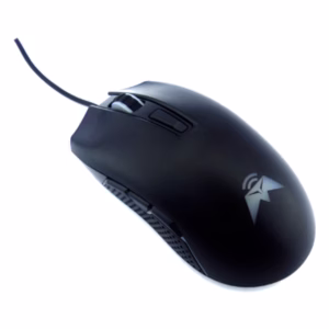 Mouse gamer Tecmaster TM-400509 negro visto desde arriba y de lado