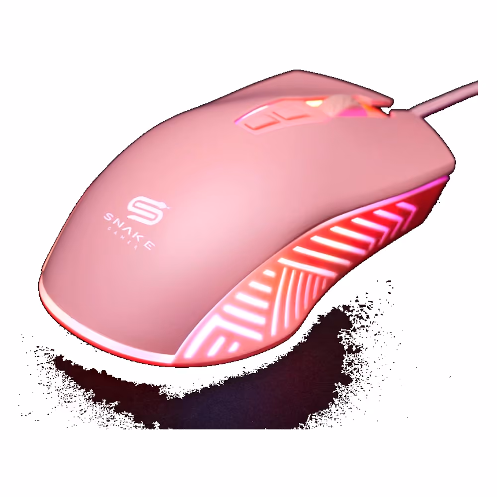 Mouse gamer Snake Najash NJ330 rosa con iluminación RGB lateral encendida