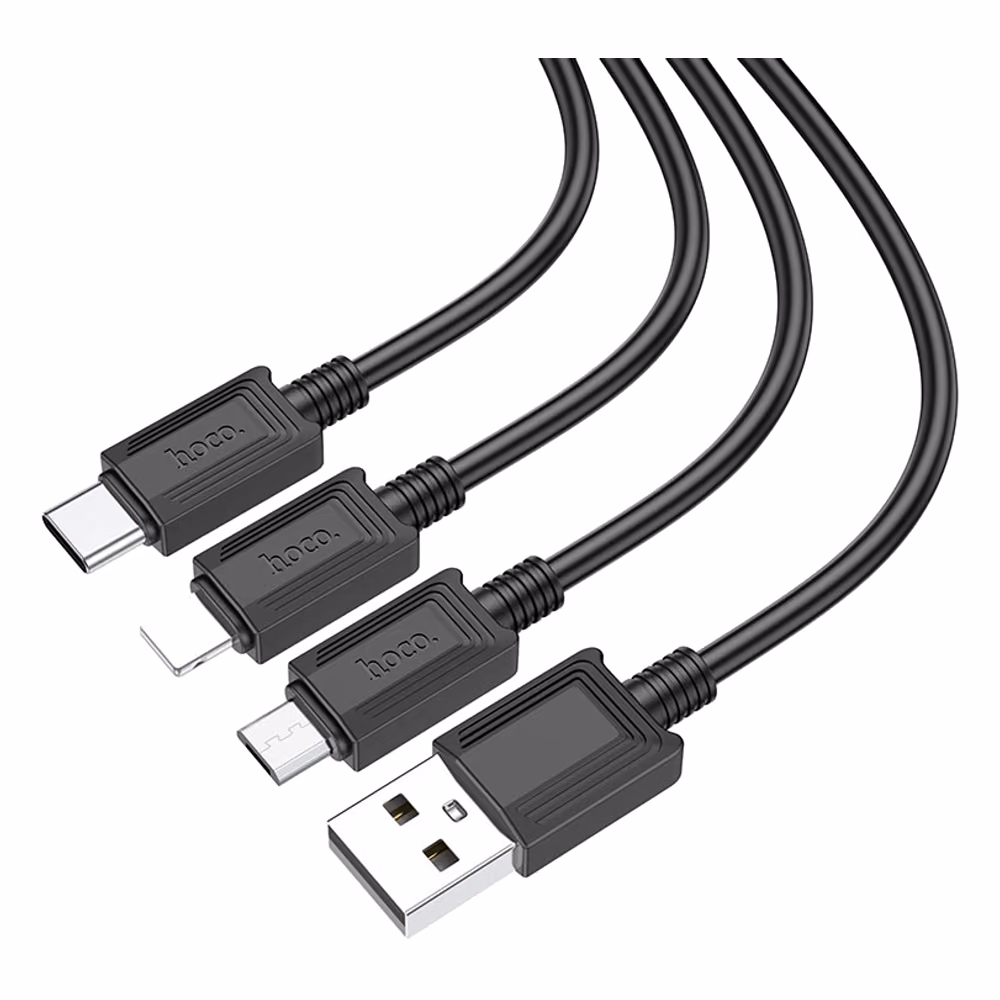Cable Hoco X74 con conectores Lightning Micro-USB y USB-C