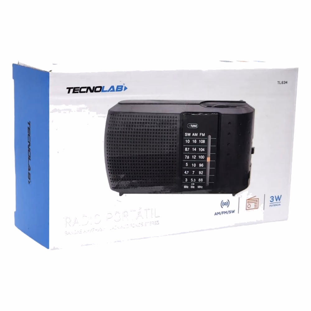 Radio portátil Tecnolab TL634 negra en vista adicional