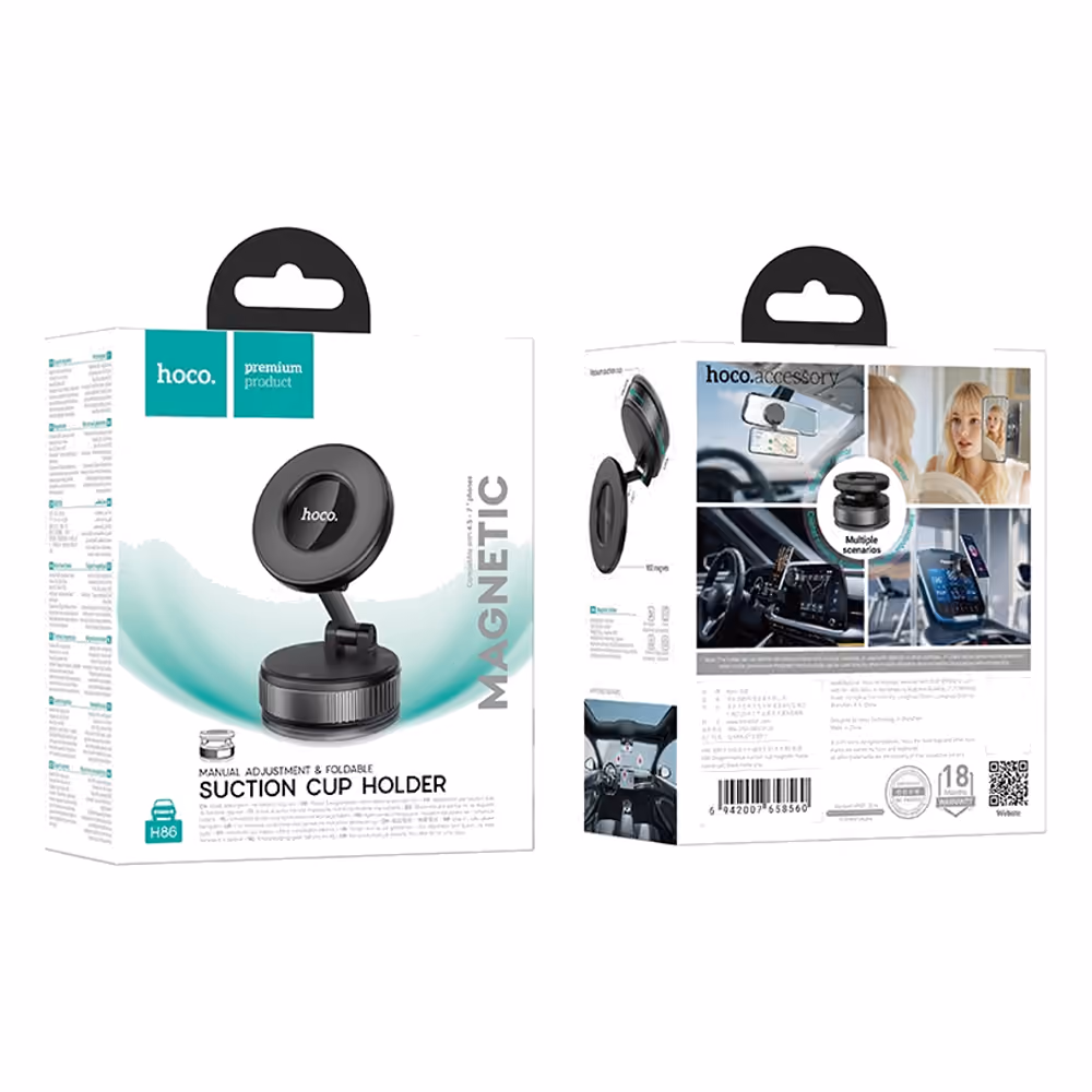 Soporte celular magnético Hoco H86 negro en vista principal