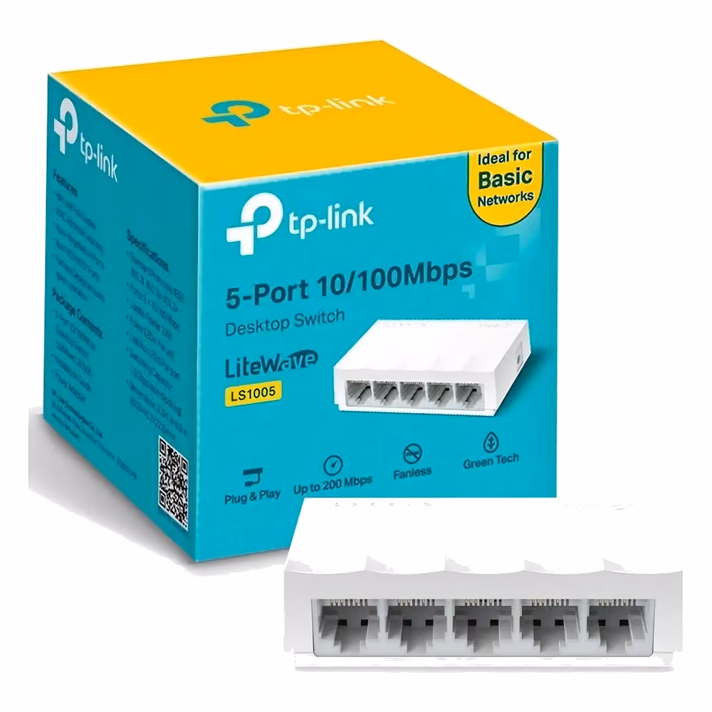 Switch TP-Link LS1005 con sus cinco conexiones RJ45