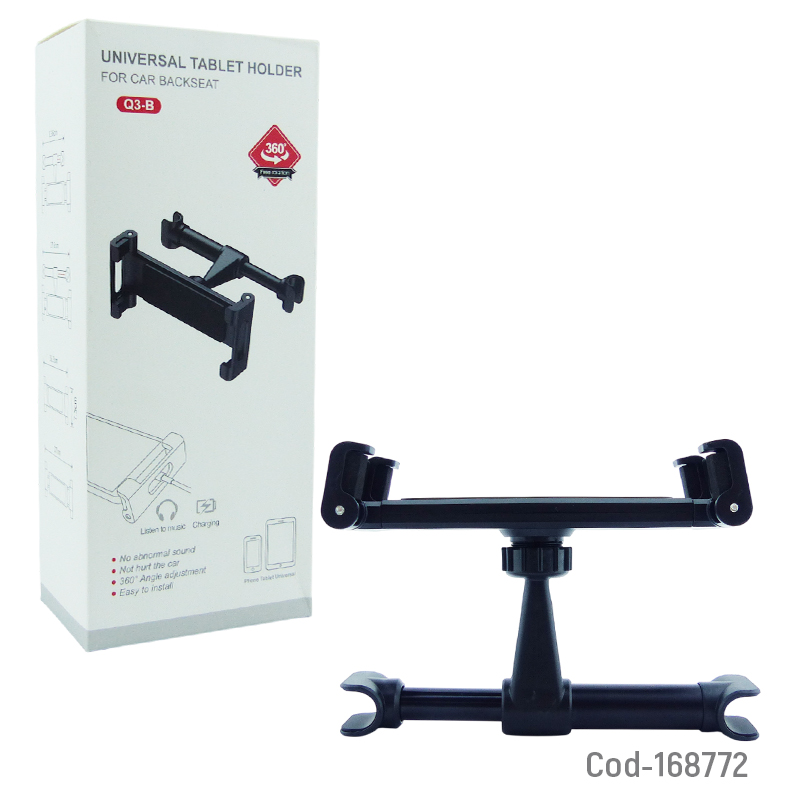Soporte Tablet Auto Cabecera Q3-B con rotación de 360 grados