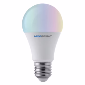 Ampolleta LED Smart Bright A60 Megabright blanca con base E27 en vista principal