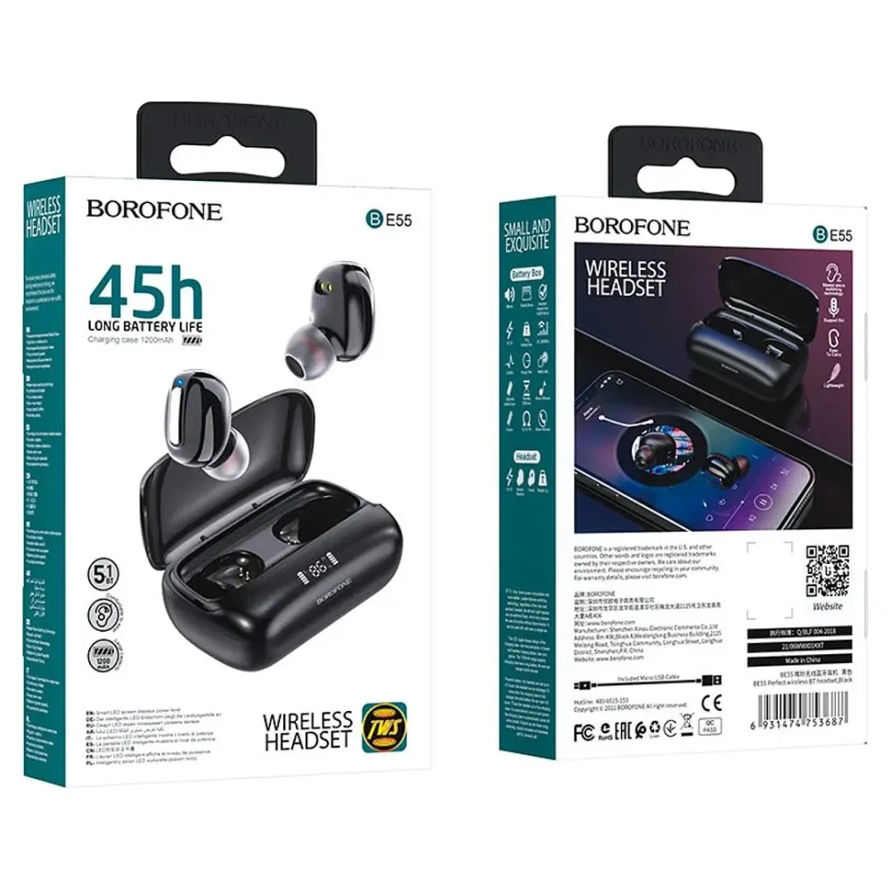 Caja original de audífonos Borofone BE55 Perfect TWS