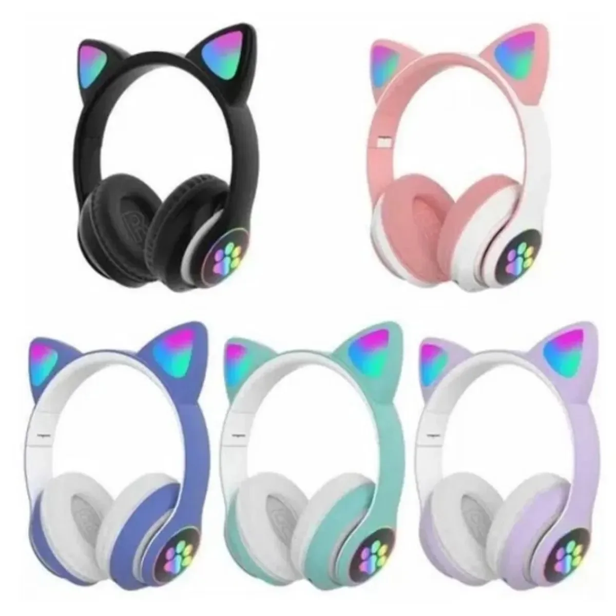 Audífonos CAT-28 con orejas de gato en varios colores