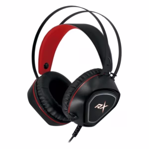 Audífonos Gamer Reptile X RX0011R negros con detalles rojos, vista principal con logo RX