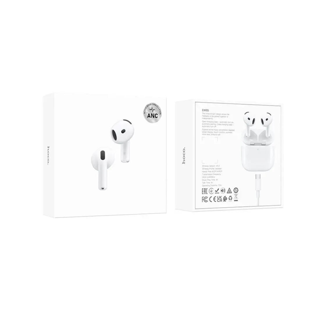Audífonos inalámbricos Hoco EW85 blancos en estuche de carga