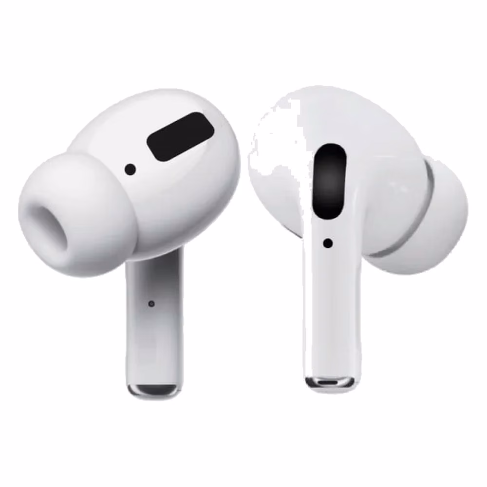 Par de Audífonos Mlab Air Bass Pro 4.0 blancos, vista detallada fuera del estuche