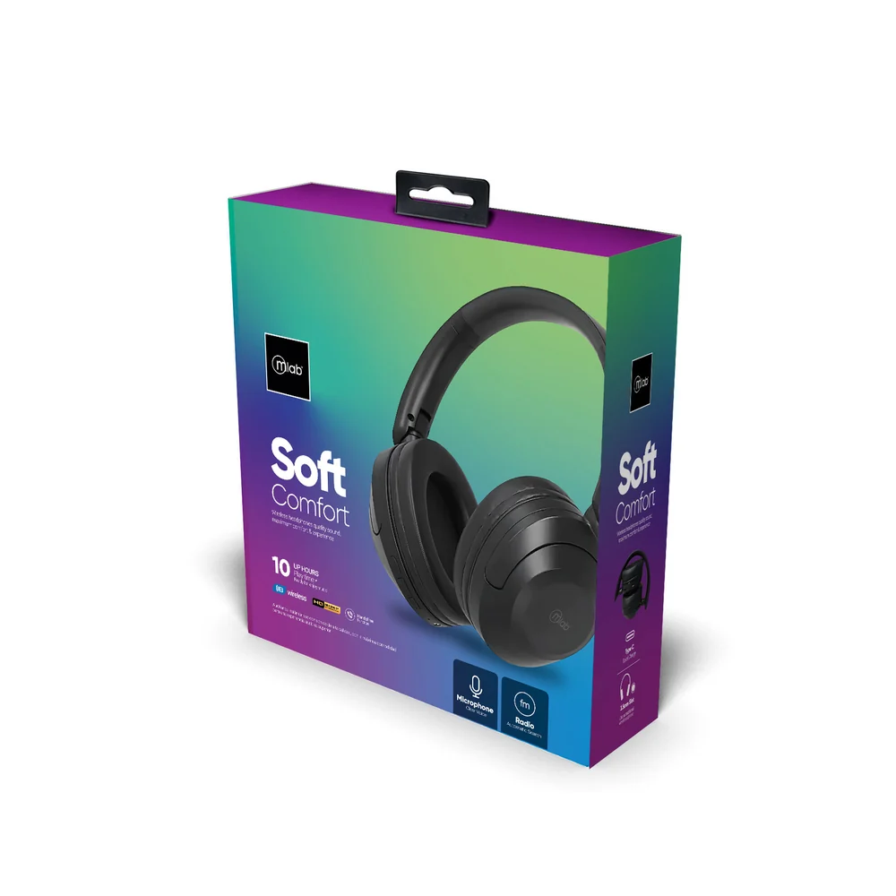 Audífonos Mlab Soft Comfort negros con empaque