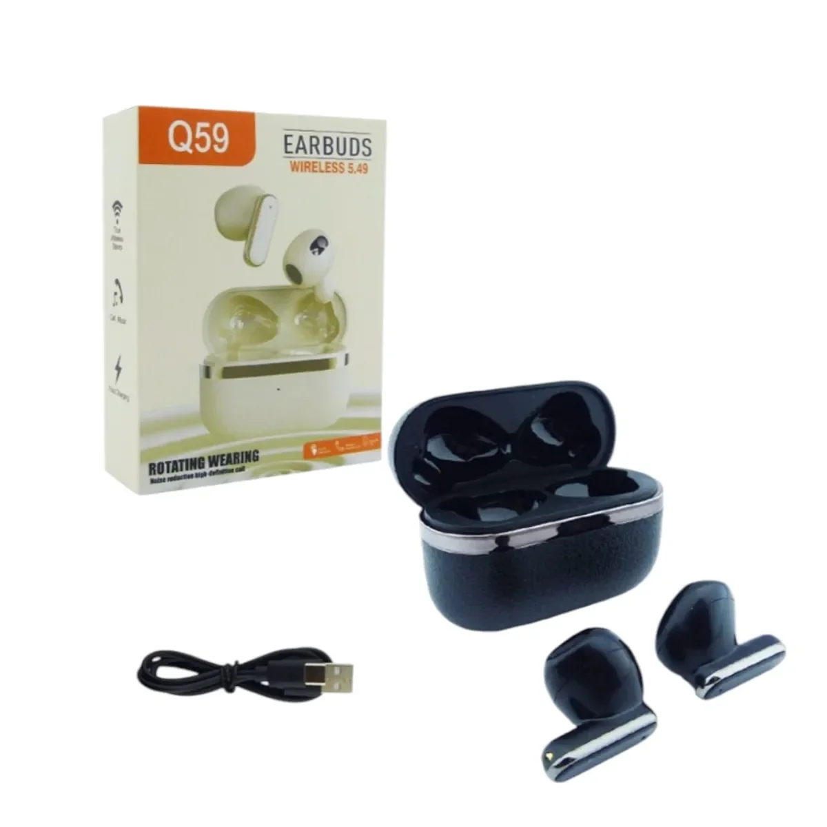 Audífonos inalámbricos Q59 Bluetooth 5.4 con estuche y cable