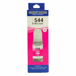Caja de la Botella de Tinta Compatible Epson T544 Magenta Pacific Color, vista frontal con lista de compatibilidad