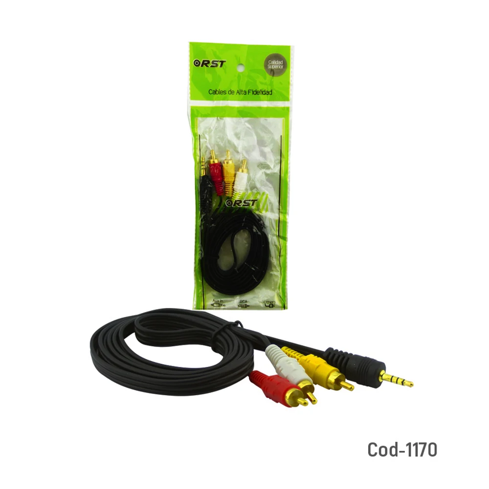 Cable RCA a auxiliar 3.5 mm de 1,5 m con empaque