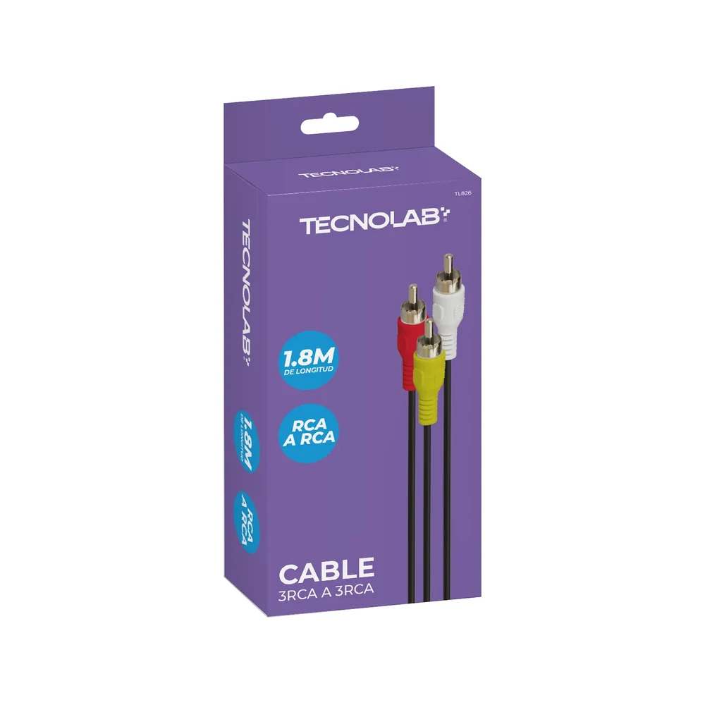Cable RCA Tecnolab TL843 3RCA a 3RCA de 1,8 metros