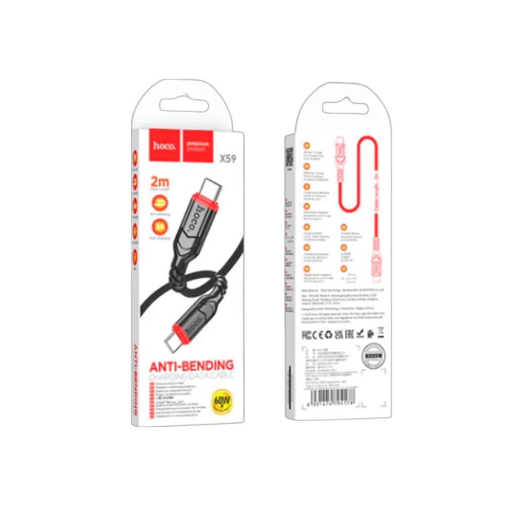 Cable USB-C a USB-C Hoco X59 de 2 metros con empaque SKU 4841