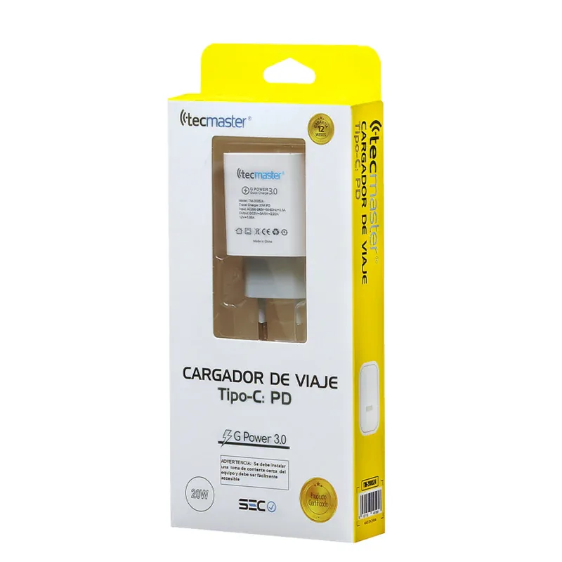 Caja original del Cargador USB-C Tecmaster TM-200524 20W