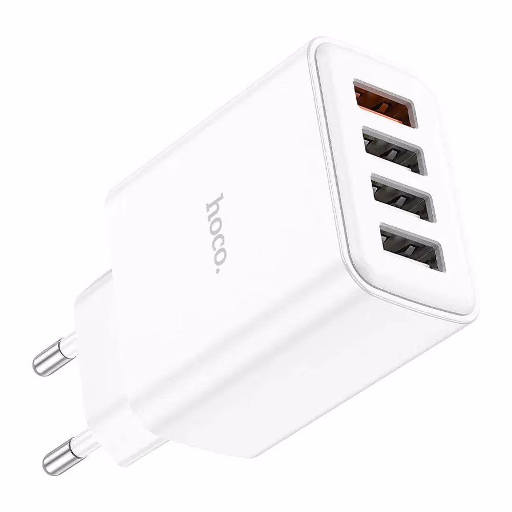 Cargador Hoco C102A de 4 puertos USB vista frontal SKU 4882