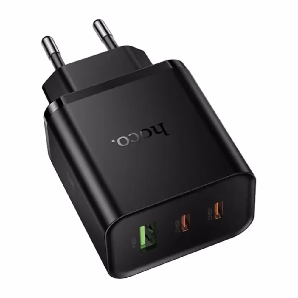 Cargador Hoco N75 de 65W con dos puertos USB-C y un USB-A SKU 4880