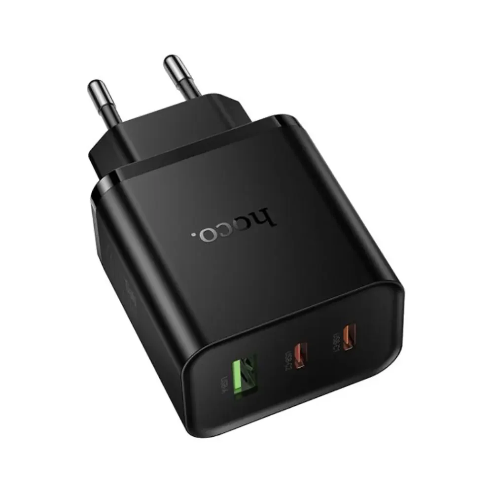 Cargador Hoco N75 de 65W con dos puertos USB-C y un USB-A SKU 4880