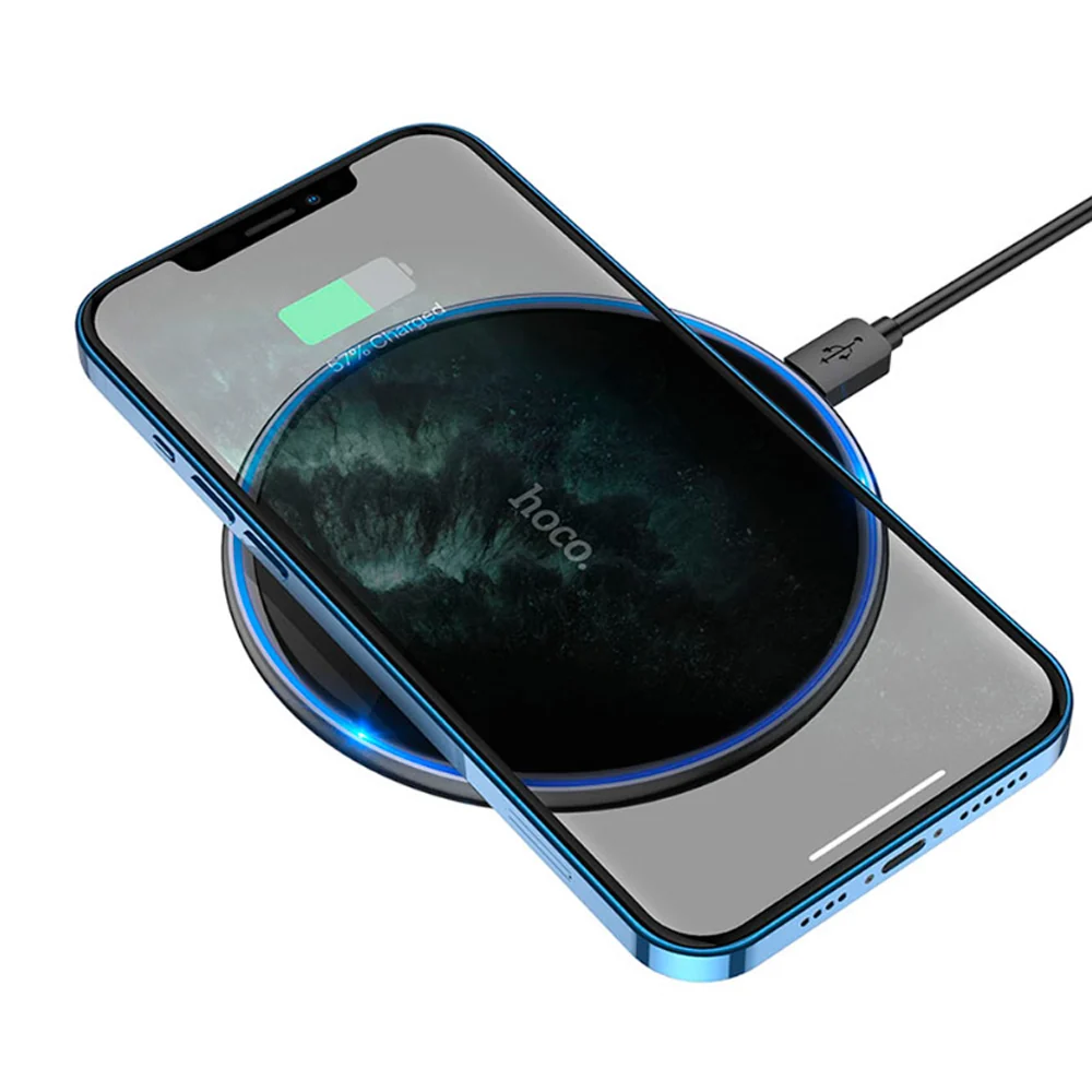 Cargador inalámbrico Hoco CW6 Pro Easy cargando smartphone SKU 4722