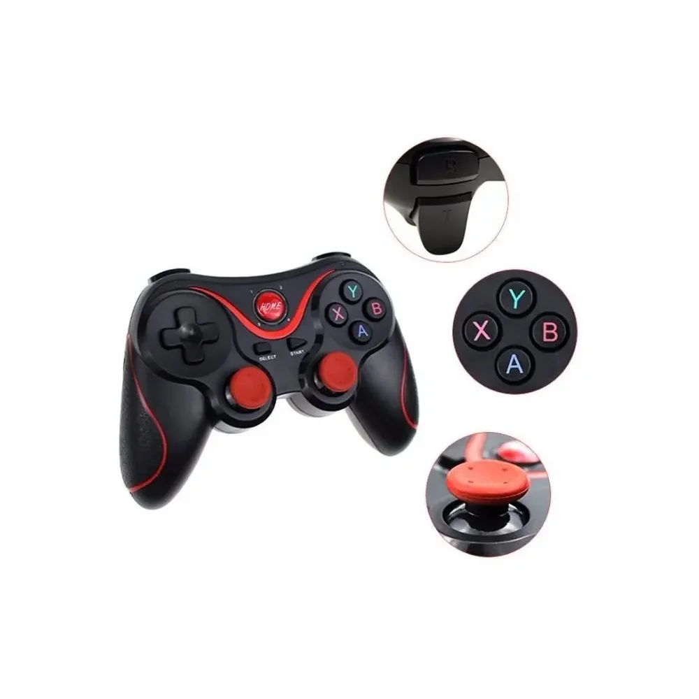 Gamepad Bluetooth X3 negro con detalles rojos SKU 4901